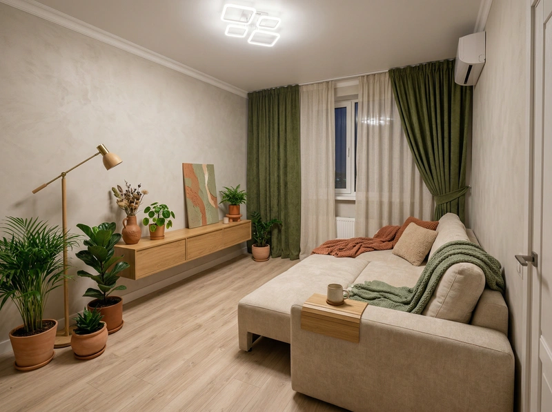 Дизайн интерьера в стиле Хюгге — Гостиная от нейросети RoomGPT