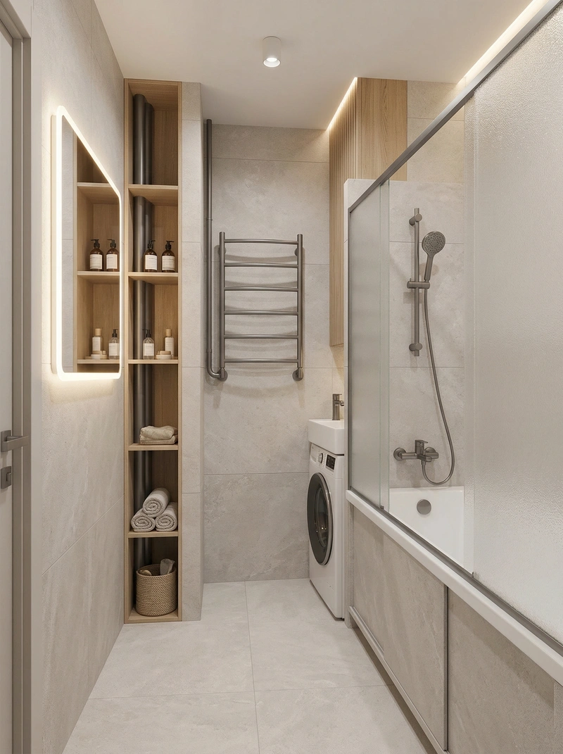 Дизайн ванной в стиле Хюгге — фото интерьера от нейросети RoomGPT