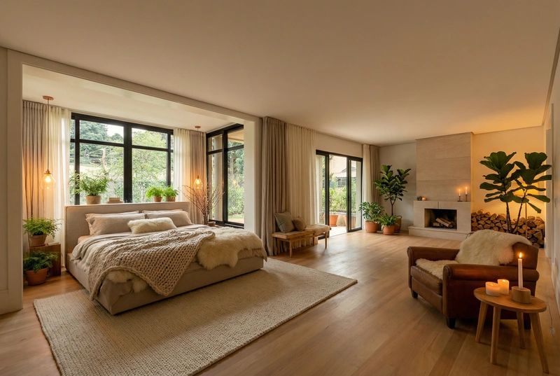 Дизайн интерьера в стиле Хюгге — Спальня от нейросети RoomGPT