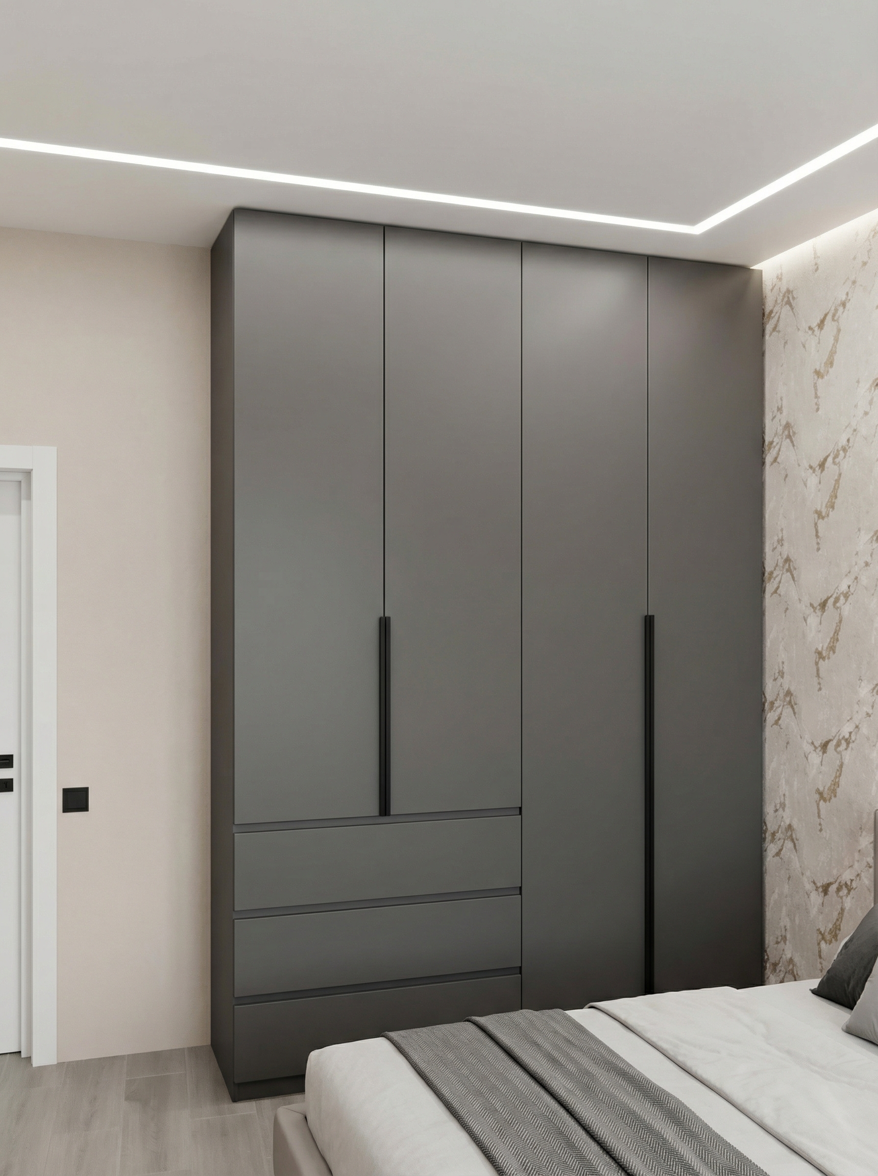 Дизайн спальни в стиле Минимализм — фото интерьера от нейросети RoomGPT