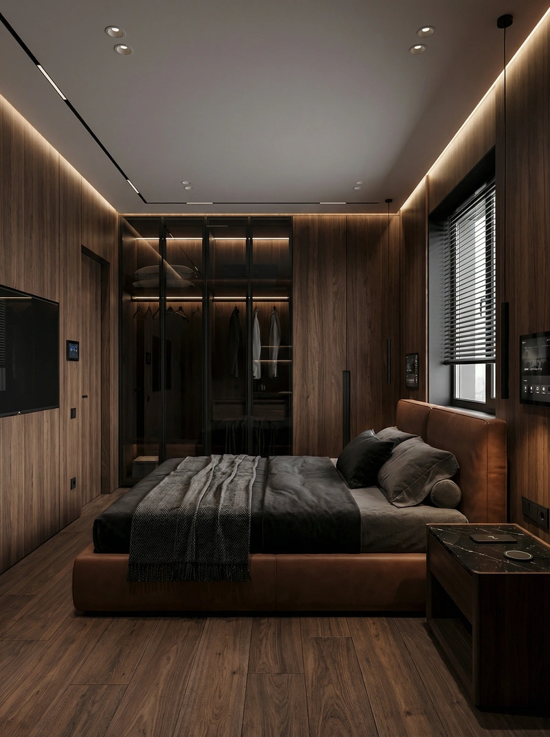 Дизайн интерьера в стиле Блэктэк — Спальня от нейросети RoomGPT