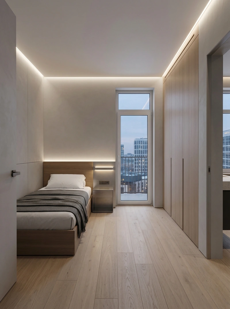 Дизайн спальни в стиле Минимализм — фото интерьера от нейросети RoomGPT