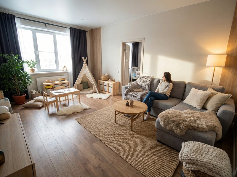 Дизайн интерьера в стиле Хюгге — Гостиная от нейросети RoomGPT