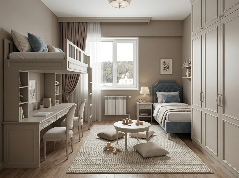 Дизайн интерьера в стиле Классика — Детская от нейросети RoomGPT