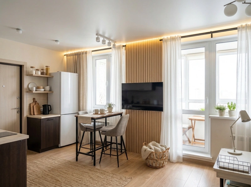 Дизайн гостиной в стиле Хюгге — фото интерьера от нейросети RoomGPT