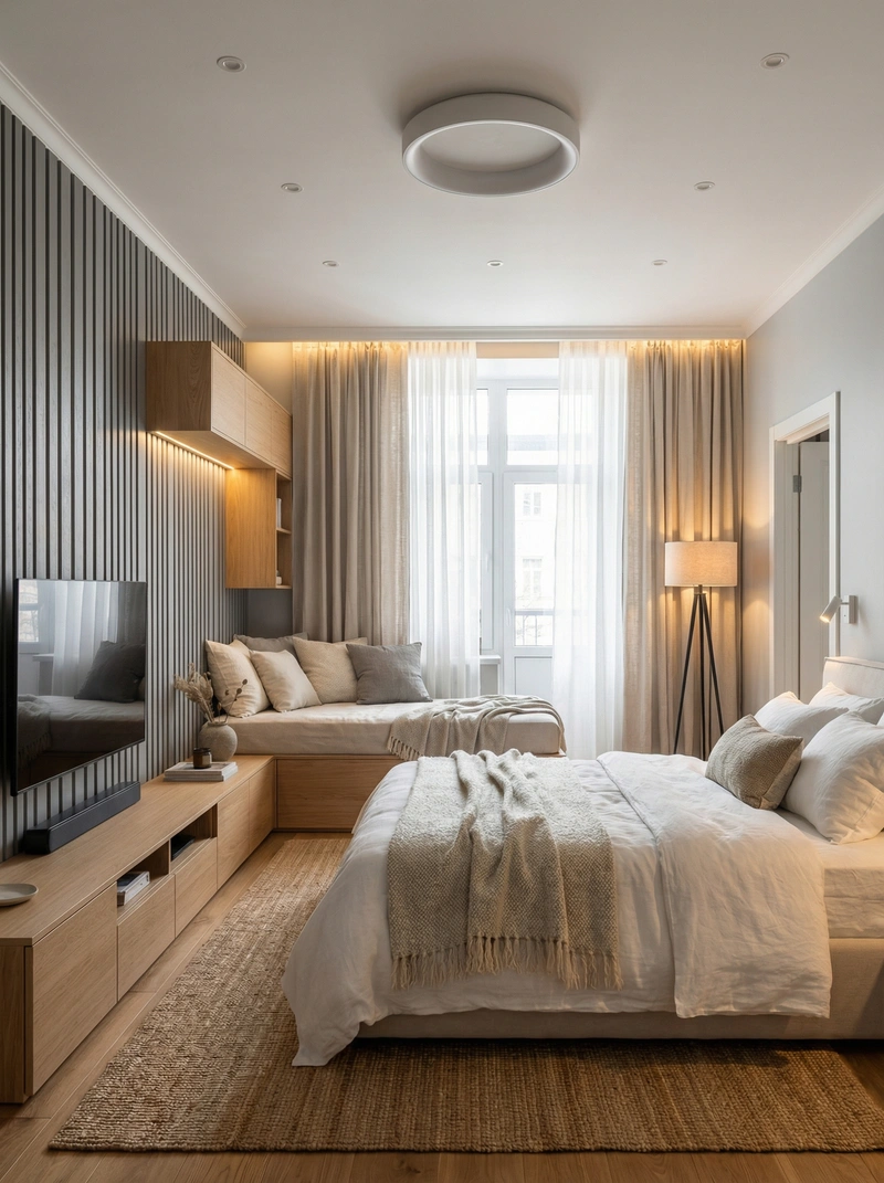 Дизайн интерьера в стиле Сканди — Спальня от нейросети RoomGPT