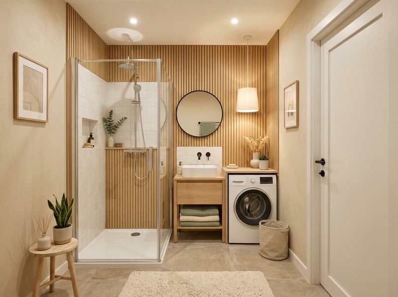 Дизайн ванной в стиле Хюгге — фото интерьера от нейросети RoomGPT