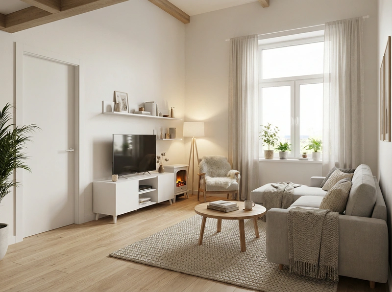 Дизайн интерьера в стиле Хюгге — Гостиная от нейросети RoomGPT