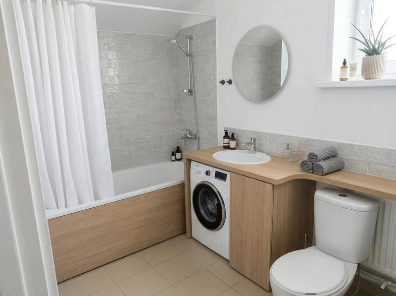 Дизайн ванной в стиле Сканди — фото интерьера от нейросети RoomGPT