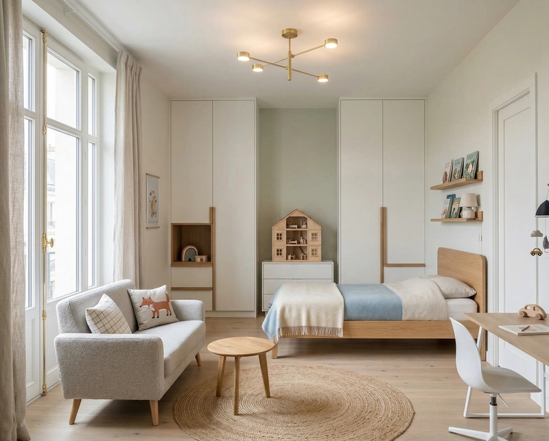 Дизайн детской в стиле Сканди — фото интерьера от нейросети RoomGPT