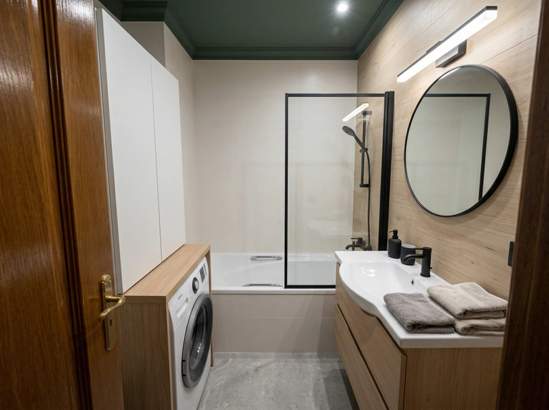 Дизайн ванной в стиле Сканди — фото интерьера от нейросети RoomGPT