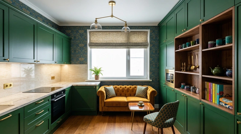 Дизайн интерьера в стиле Британский — Кухня от нейросети RoomGPT