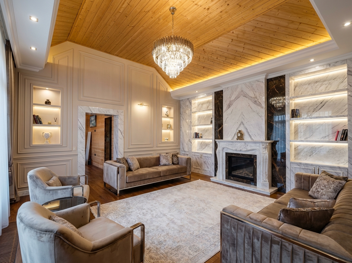 Дизайн гостиной в стиле Классика — фото интерьера от нейросети RoomGPT