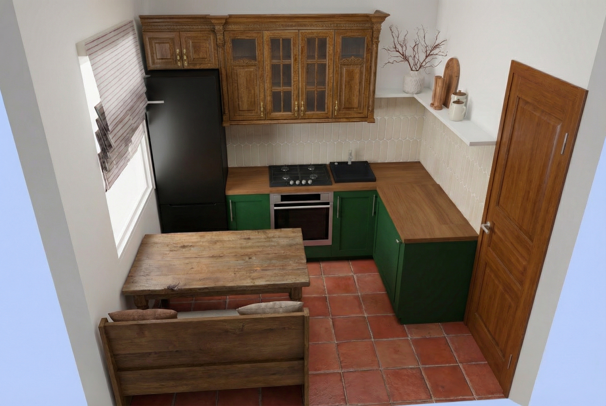 Дизайн кухни в стиле Британский — фото интерьера от нейросети RoomGPT