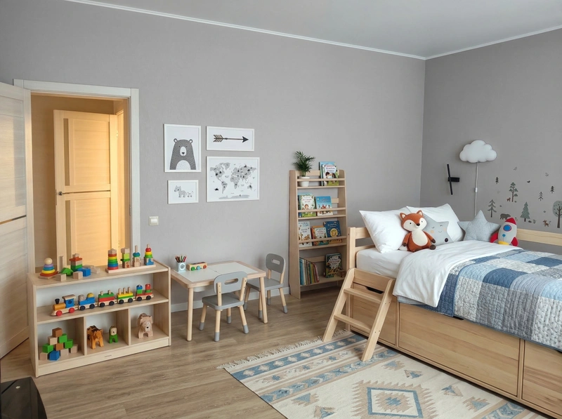 Дизайн детской в стиле Сканди — фото интерьера от нейросети RoomGPT