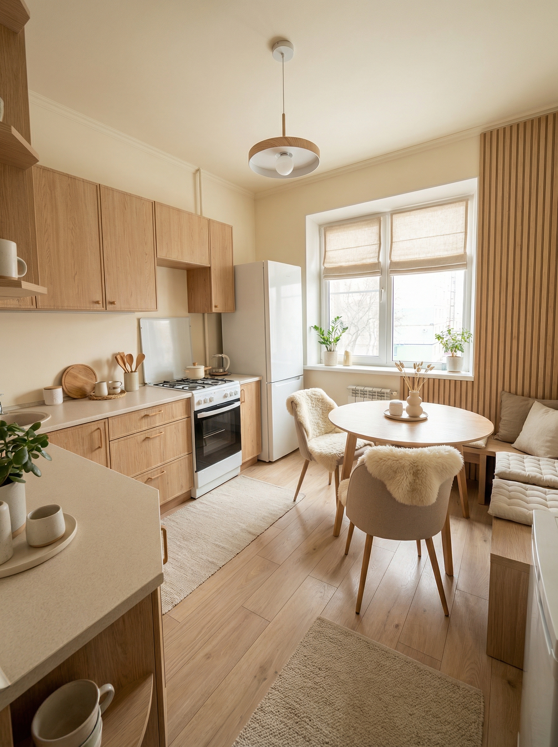 Дизайн кухни в стиле Хюгге — фото интерьера от нейросети RoomGPT