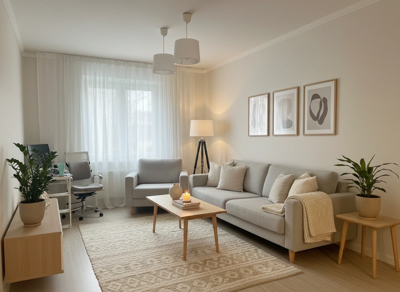 Дизайн интерьера в стиле Хюгге — Гостиная от нейросети RoomGPT