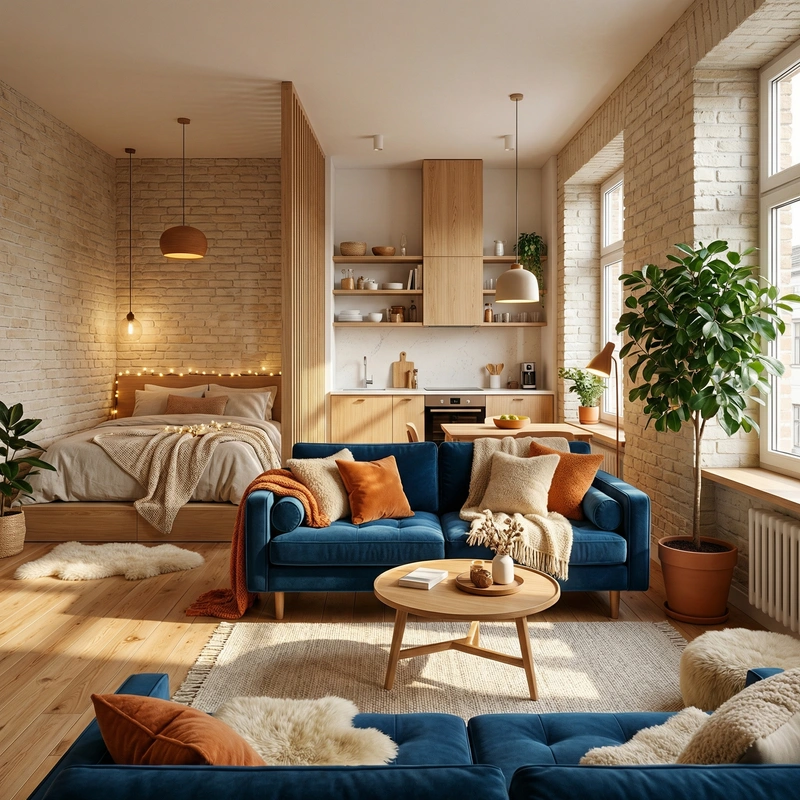 Дизайн интерьера в стиле Хюгге — Гостиная от нейросети RoomGPT