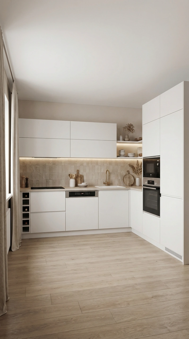 Дизайн кухни в стиле Japandi — фото интерьера от нейросети RoomGPT