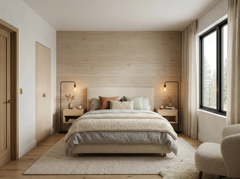 Дизайн спальни в стиле Хюгге — фото интерьера от нейросети RoomGPT