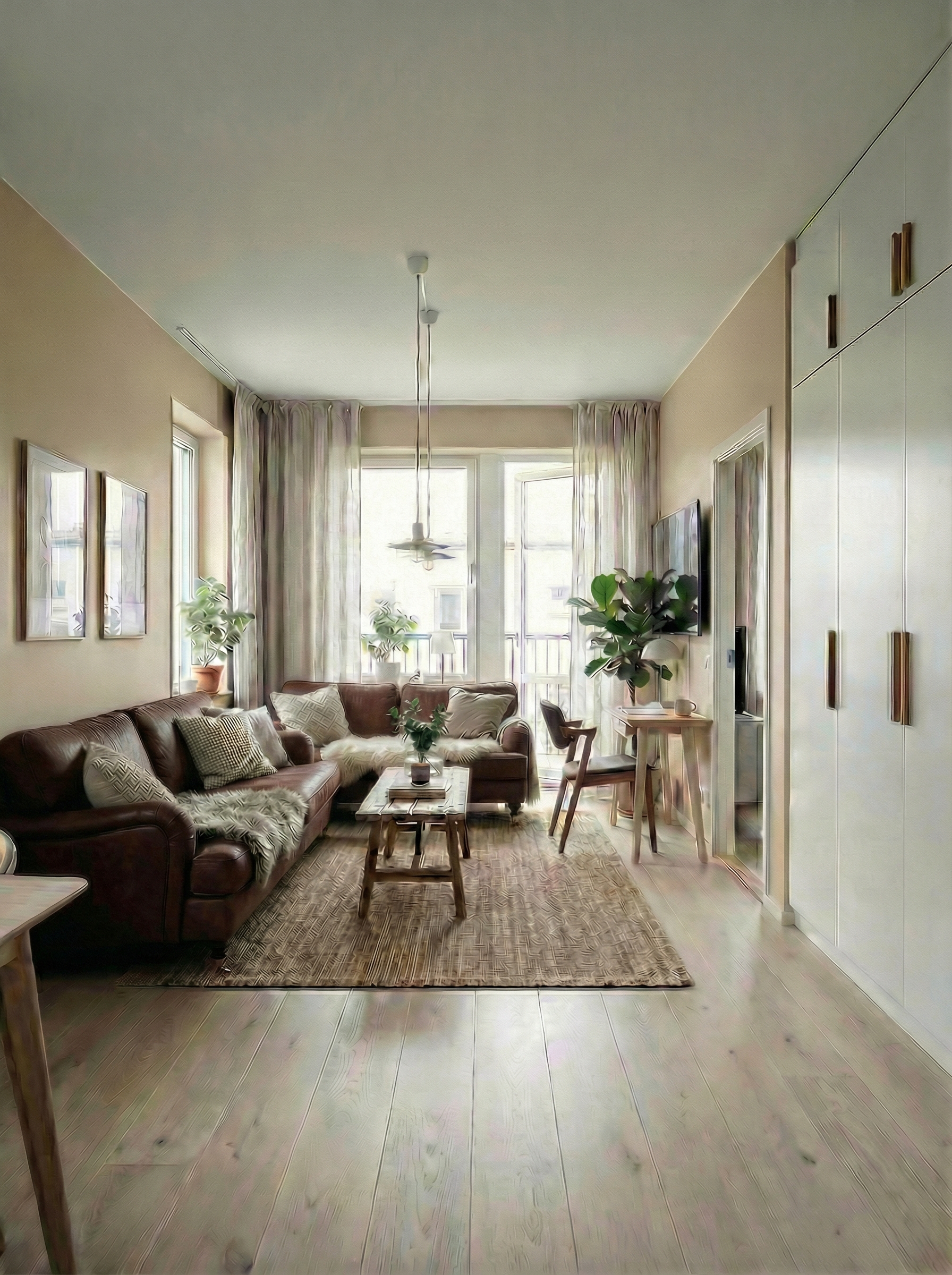 Дизайн гостиной в стиле Сканди — фото интерьера от нейросети RoomGPT