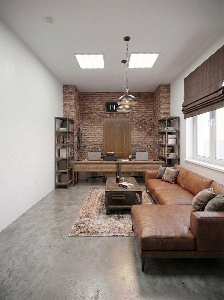 Дизайн гостиной в стиле Лофт — фото интерьера от нейросети RoomGPT