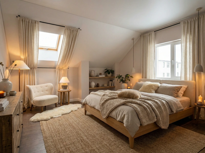 Дизайн интерьера в стиле Хюгге — Спальня от нейросети RoomGPT