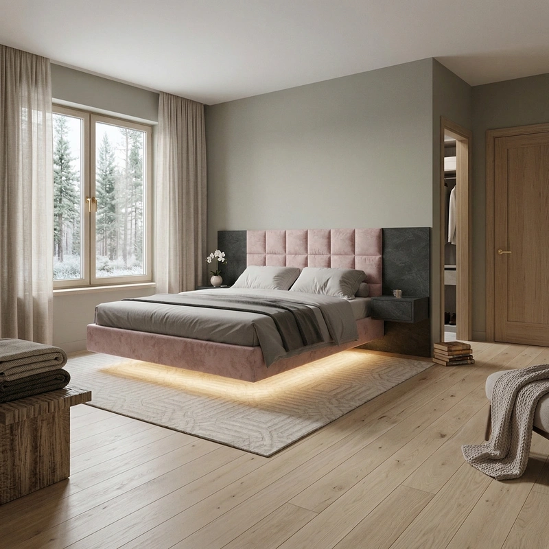 Дизайн спальни в стиле Хюгге — фото интерьера от нейросети RoomGPT