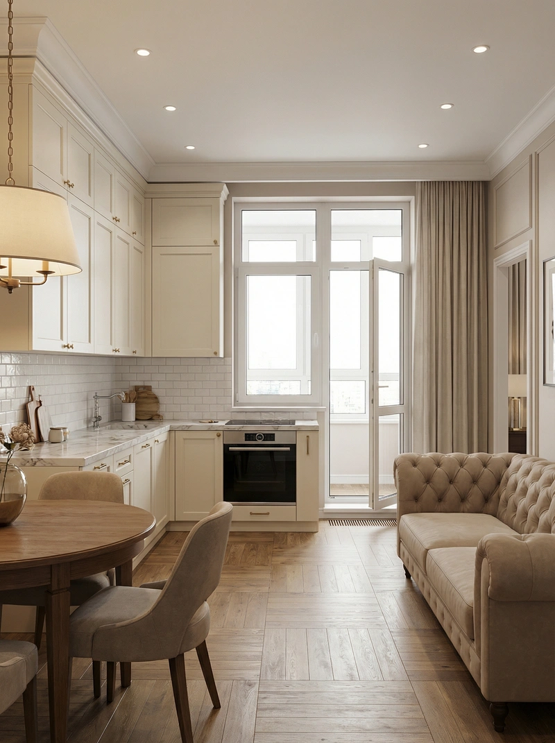 Дизайн интерьера в стиле Классика — Кухня от нейросети RoomGPT