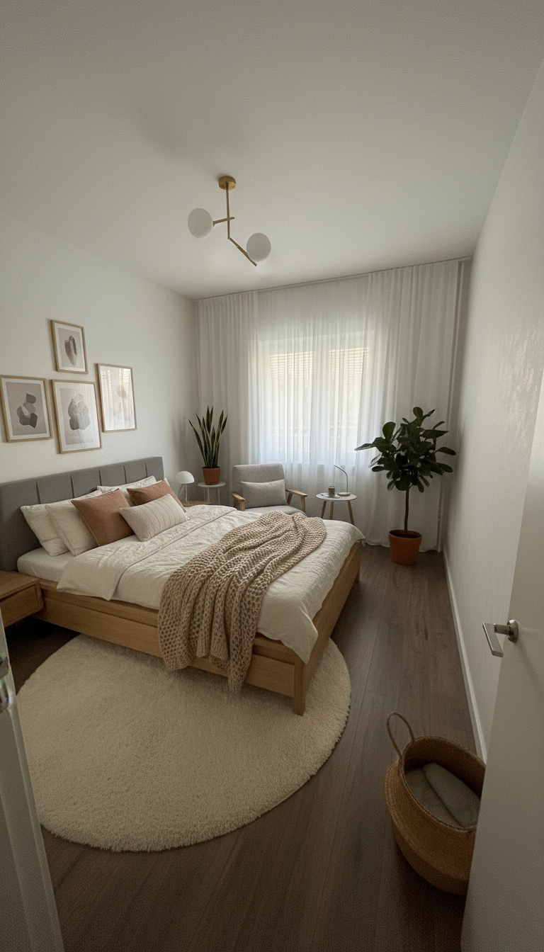 Дизайн спальни в стиле Хюгге — фото интерьера от нейросети RoomGPT