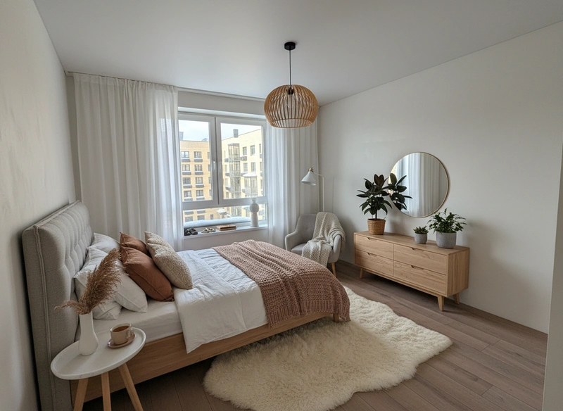 Дизайн интерьера в стиле Хюгге — Спальня от нейросети RoomGPT