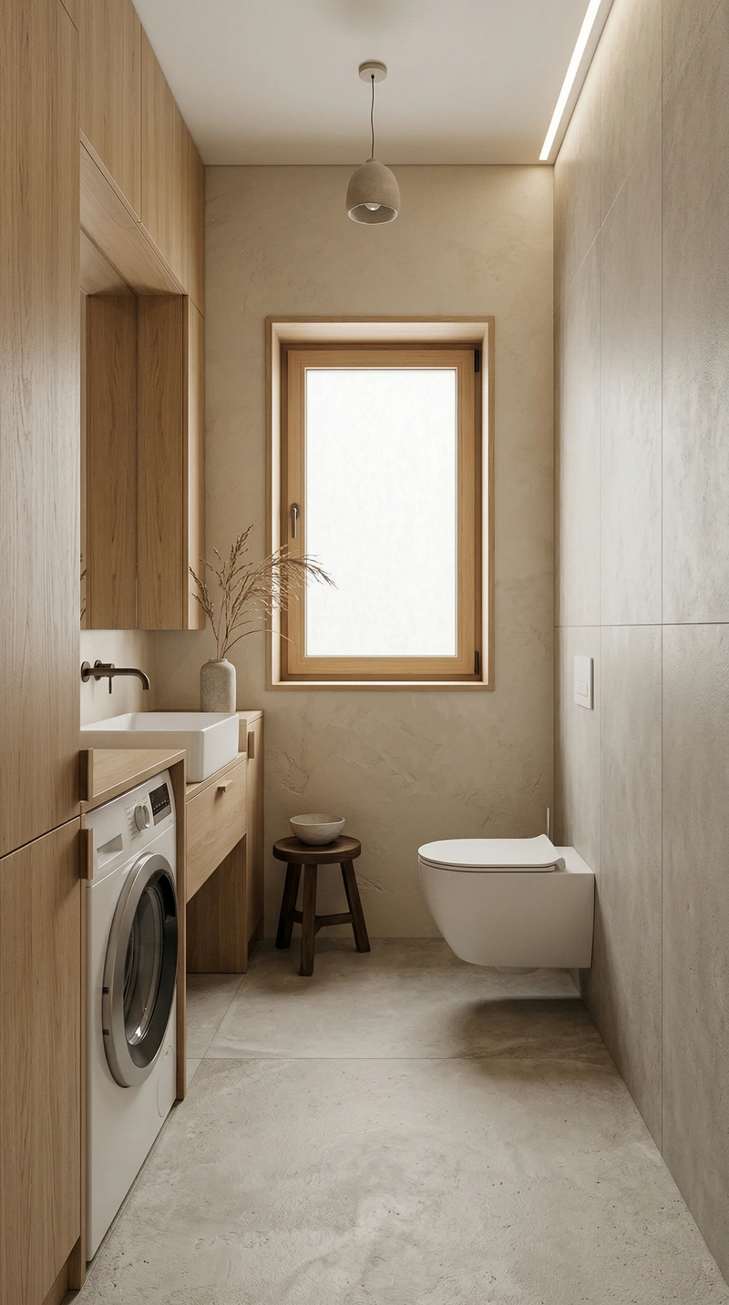 Дизайн ванной в стиле Japandi — фото интерьера от нейросети RoomGPT