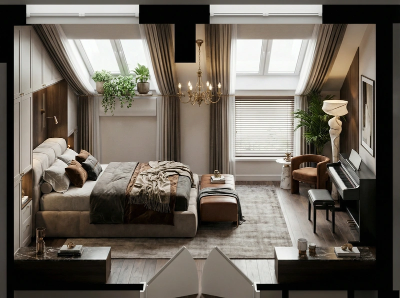 Дизайн интерьера в стиле Эклектика — Гостиная от нейросети RoomGPT