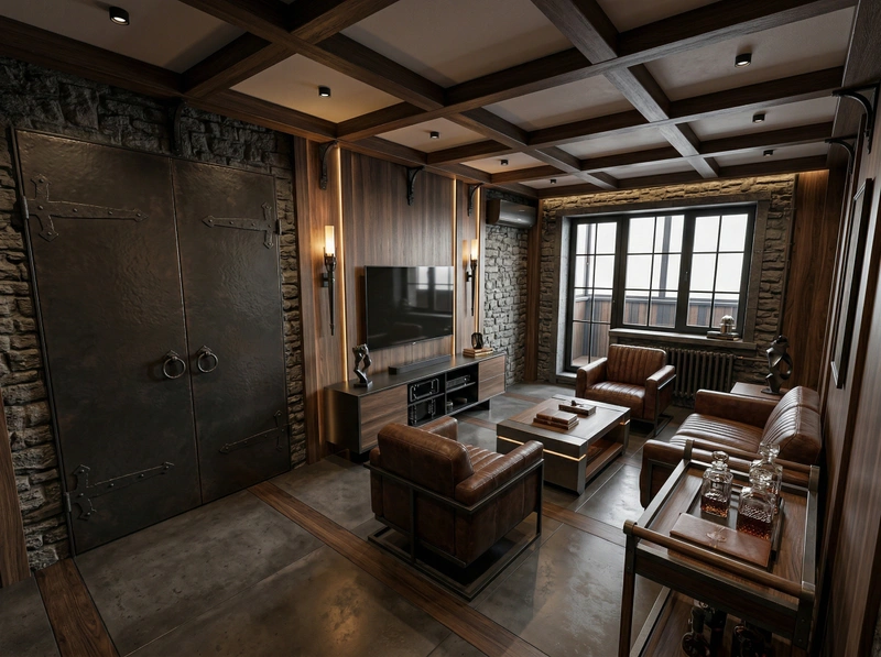 Дизайн гостиной в стиле Блэктэк — фото интерьера от нейросети RoomGPT