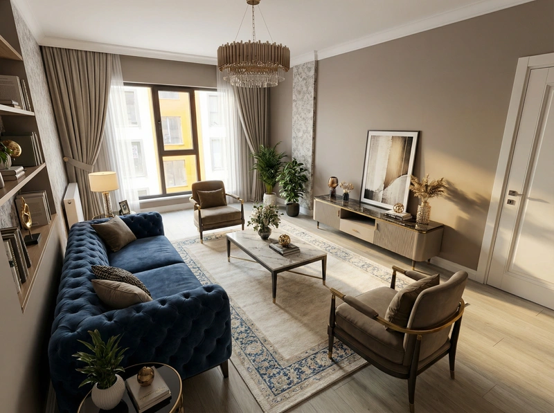 Дизайн интерьера в стиле Классика — Гостиная от нейросети RoomGPT