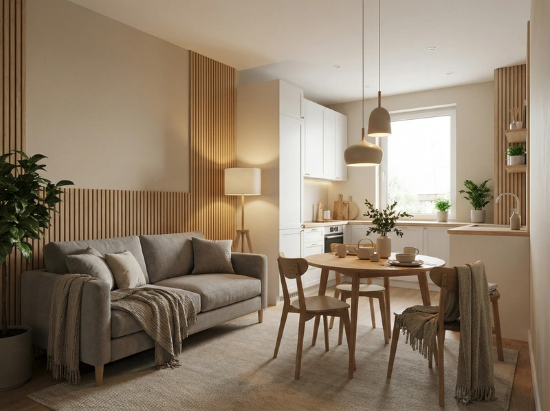 Дизайн интерьера в стиле Хюгге — Кухня от нейросети RoomGPT