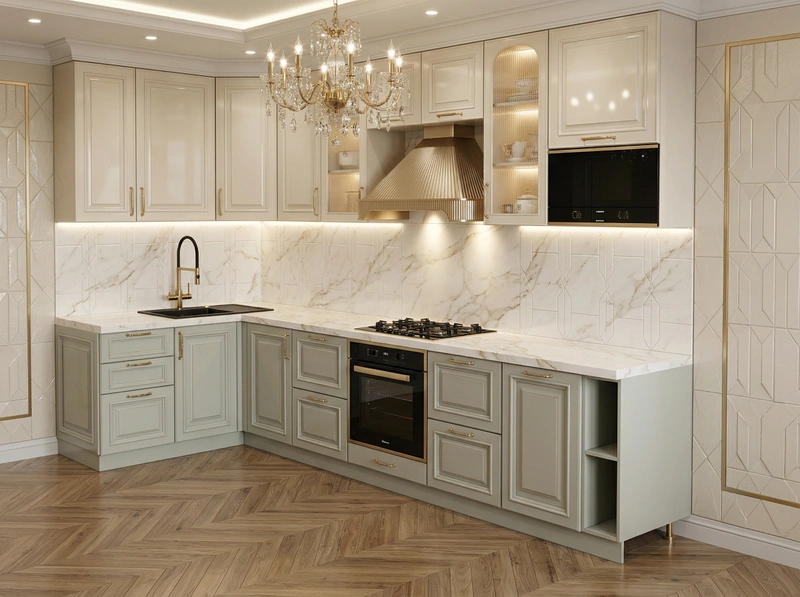 Дизайн кухни в стиле Неоклассика — фото интерьера от нейросети RoomGPT