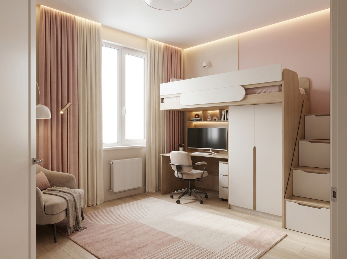 Дизайн детской в стиле Минимализм — фото интерьера от нейросети RoomGPT