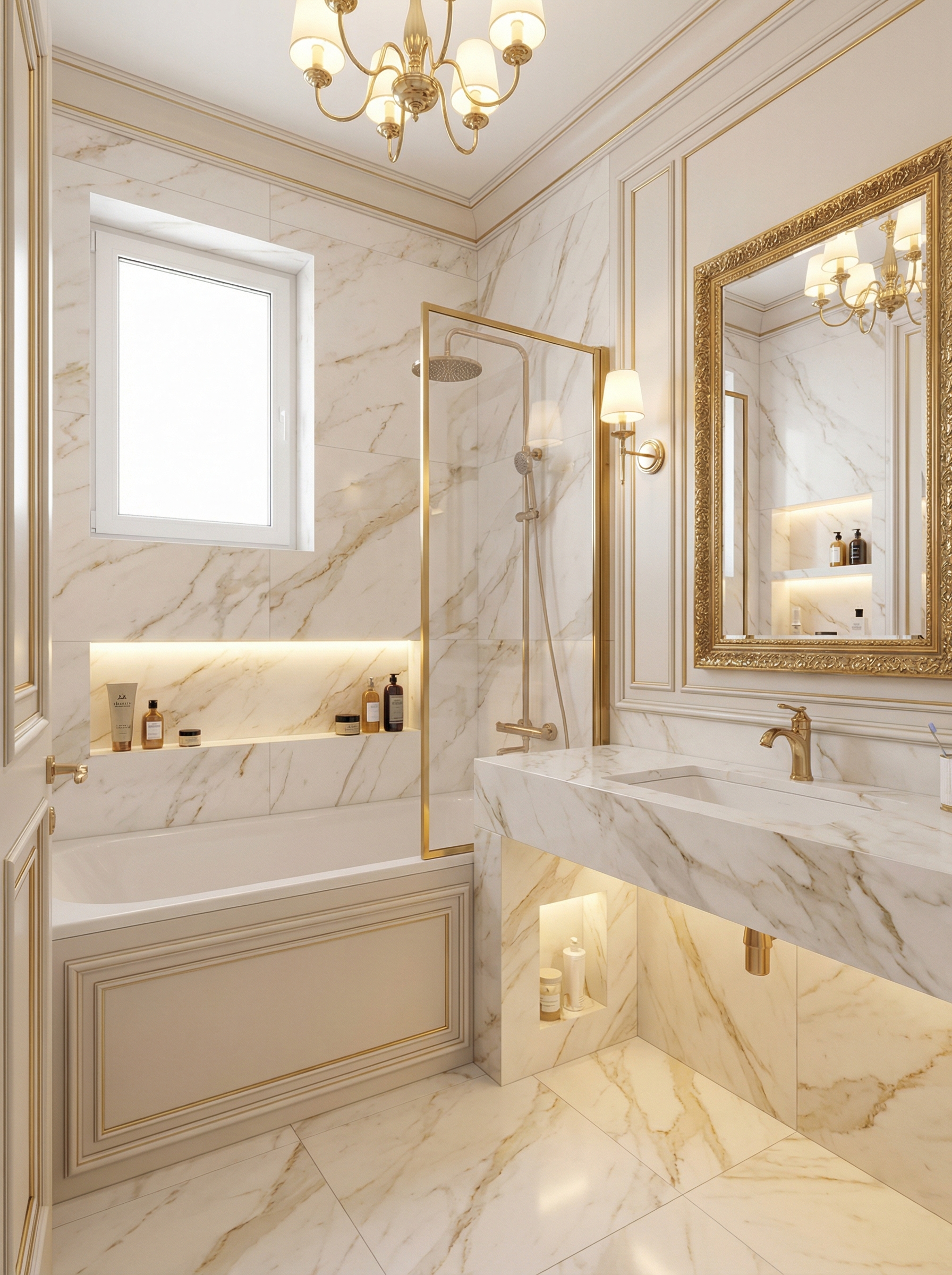 Дизайн ванной в стиле Классика — фото интерьера от нейросети RoomGPT