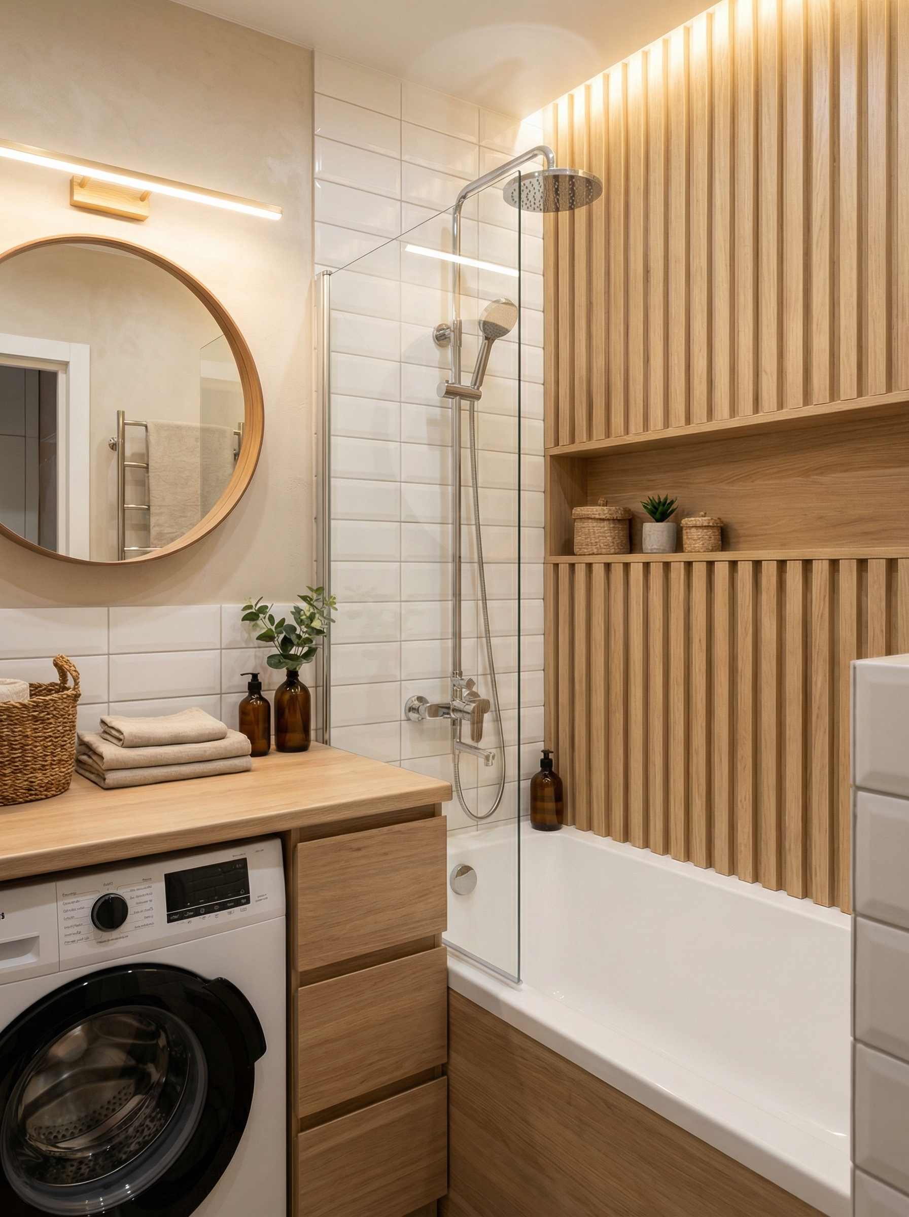 Дизайн ванной в стиле Хюгге — фото интерьера от нейросети RoomGPT