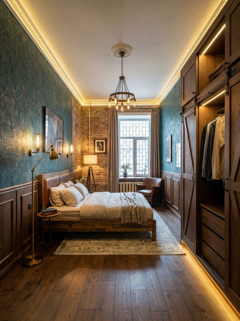 Дизайн интерьера в стиле Лофт — Спальня от нейросети RoomGPT