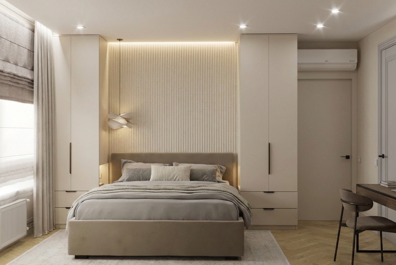 Дизайн спальни в стиле Минимализм — фото интерьера от нейросети RoomGPT