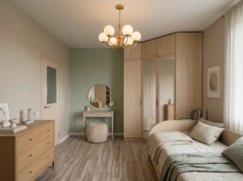 Дизайн спальни в стиле Хюгге — фото интерьера от нейросети RoomGPT