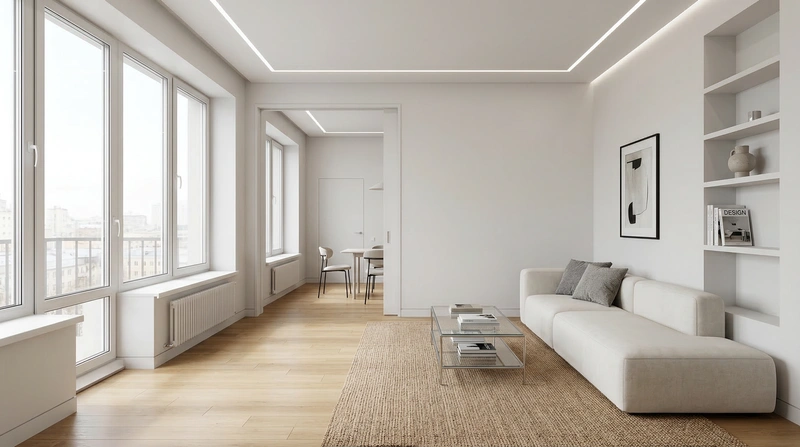 Дизайн интерьера в стиле Минимализм — Гостиная от нейросети RoomGPT