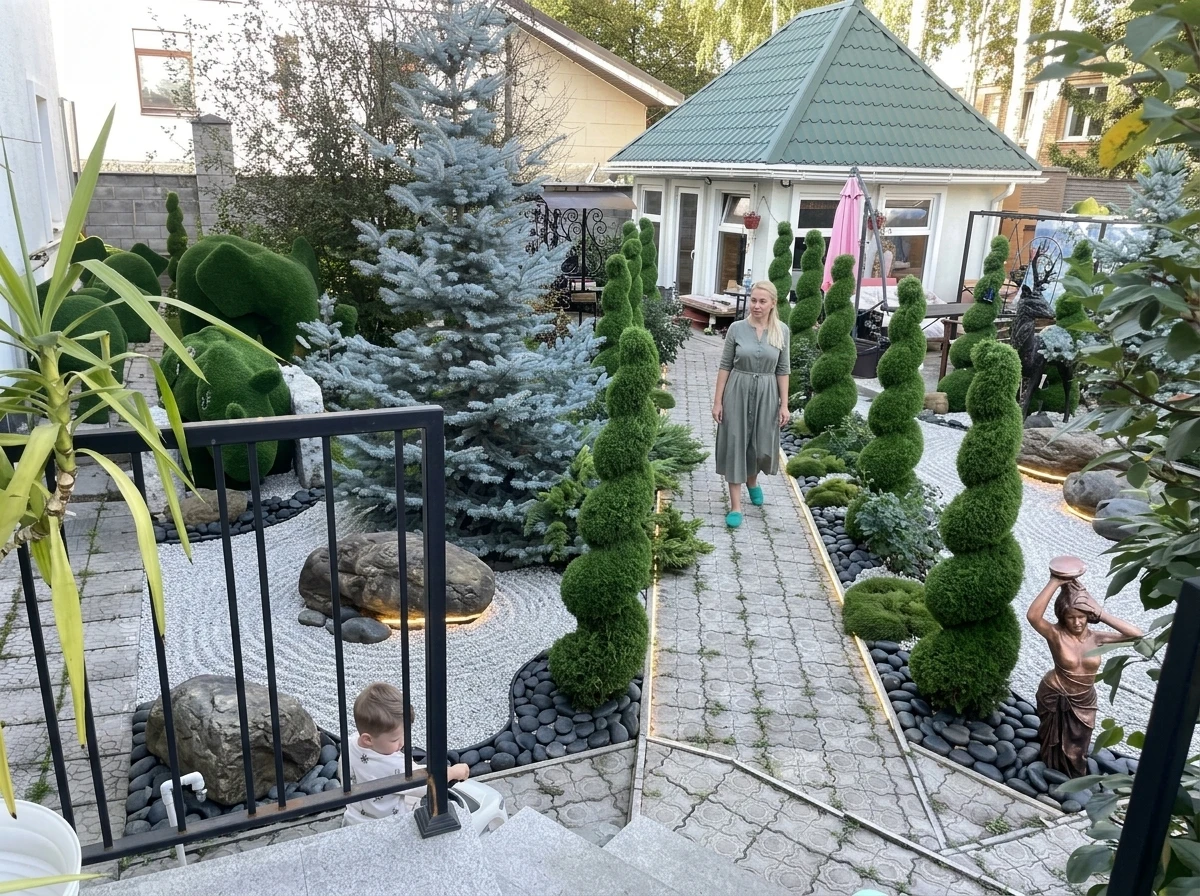 Ландшафтный дизайн в стиле Японский сад — Участок от нейросети RoomGPT