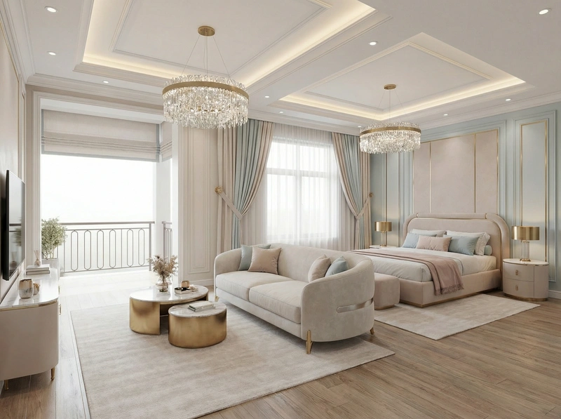 Дизайн интерьера в стиле Неоклассика — Гостиная от нейросети RoomGPT