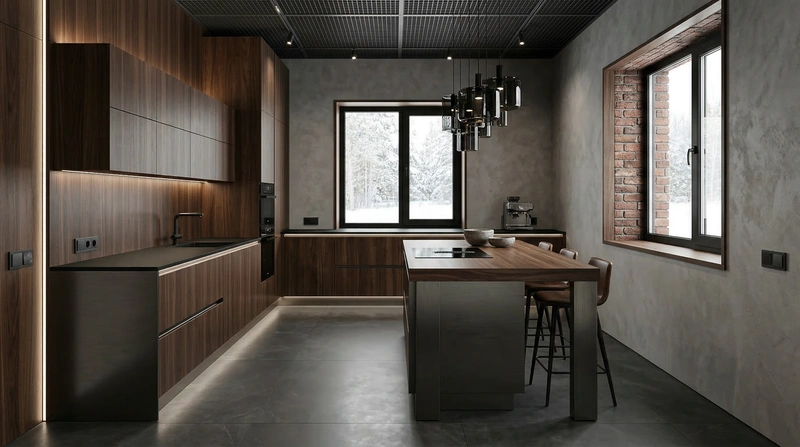 Дизайн интерьера в стиле Блэктэк — Кухня от нейросети RoomGPT