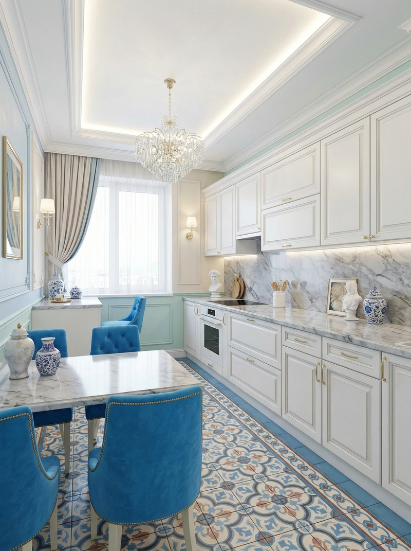 Дизайн интерьера в стиле Классика — Кухня от нейросети RoomGPT