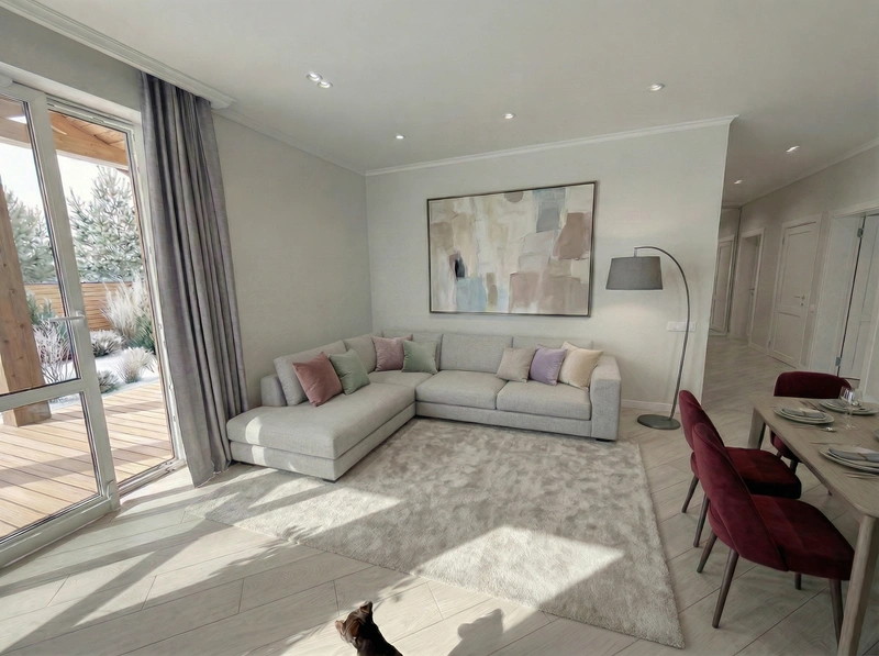 Дизайн гостиной в стиле Контемпорари — фото интерьера от нейросети RoomGPT