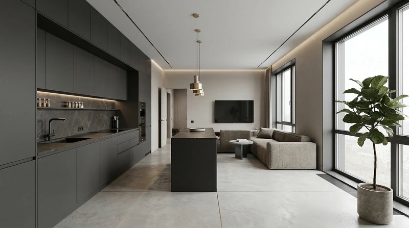 Дизайн интерьера в стиле Минимализм — Кухня от нейросети RoomGPT